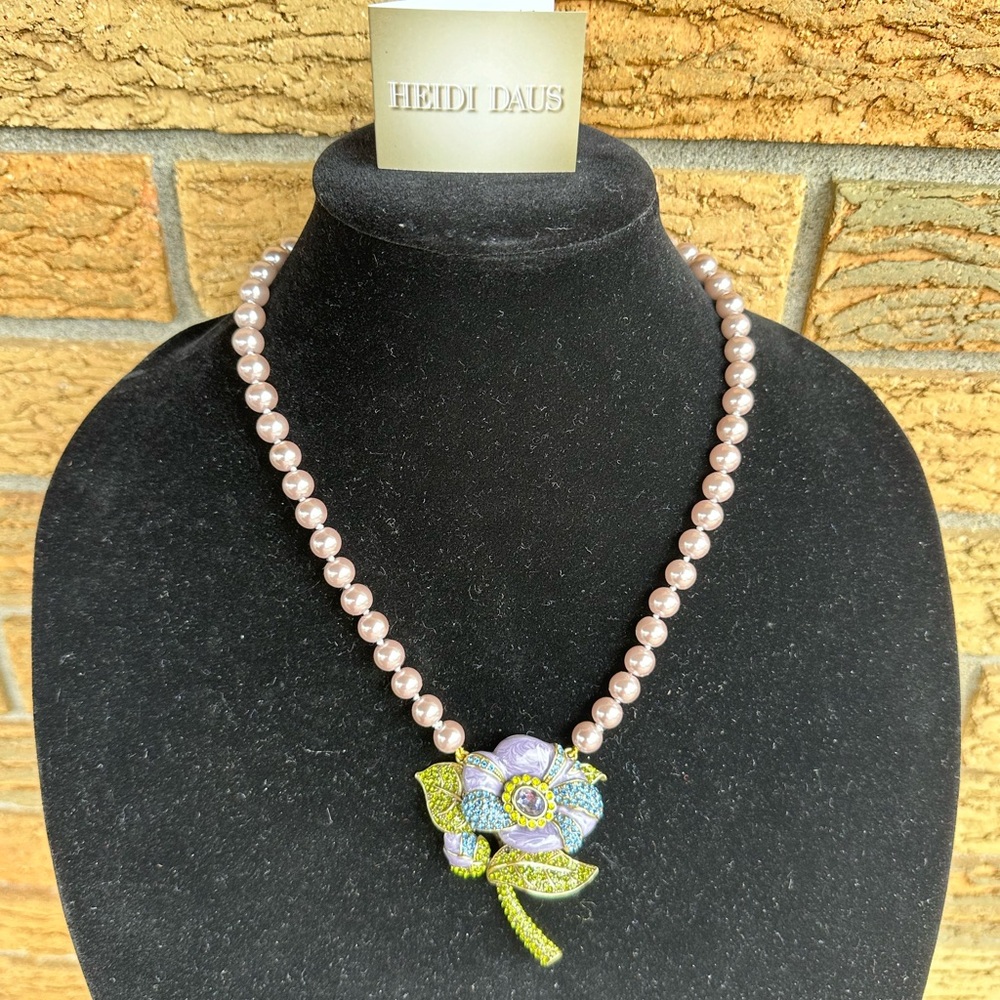 HEIDI DAUS Budding Romance Rose Swarovski Crystal Floral Necklace Lavender